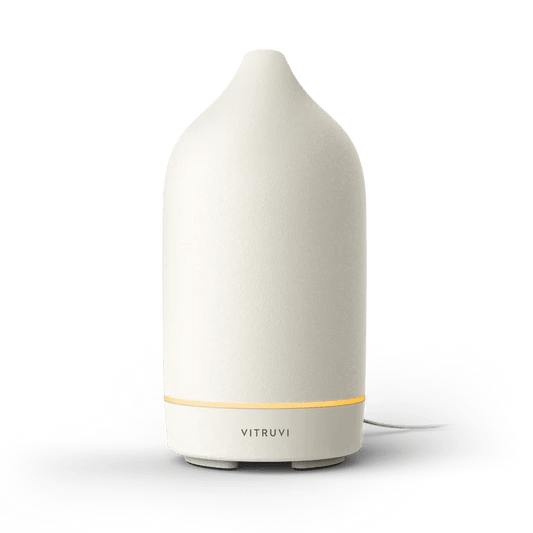 White Vitruvi diffuser on a white background