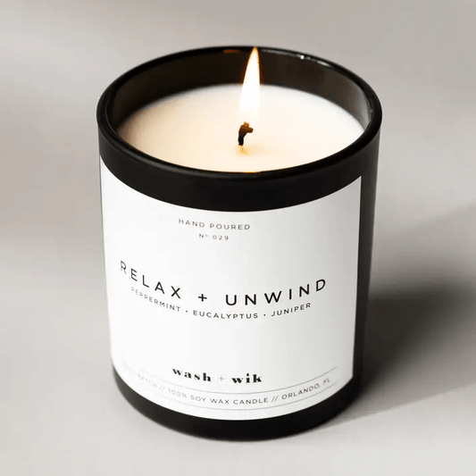 Relax and Unwind Soy Wax Candle | Eucalyptus - 1 Wick Black