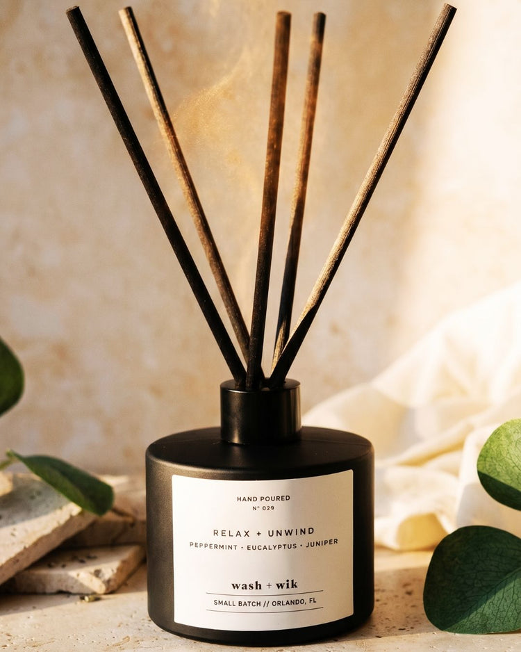 Relax + Unwind Reed Diffuser — Eucalyptus, Peppermint & Juniper