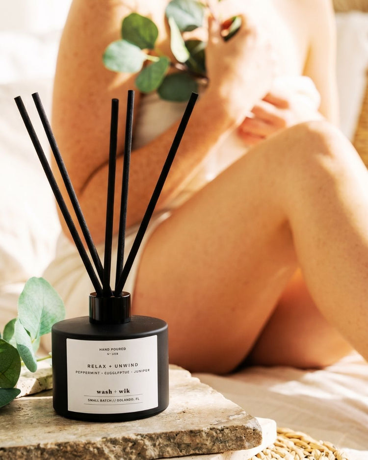 Relax + Unwind Reed Diffuser — Eucalyptus, Peppermint & Juniper