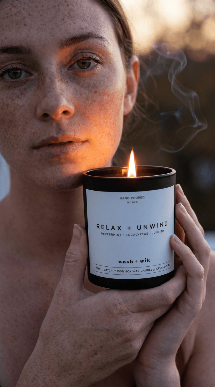 Relax and Unwind Soy Wax Candle | Eucalyptus - 1 Wick Black