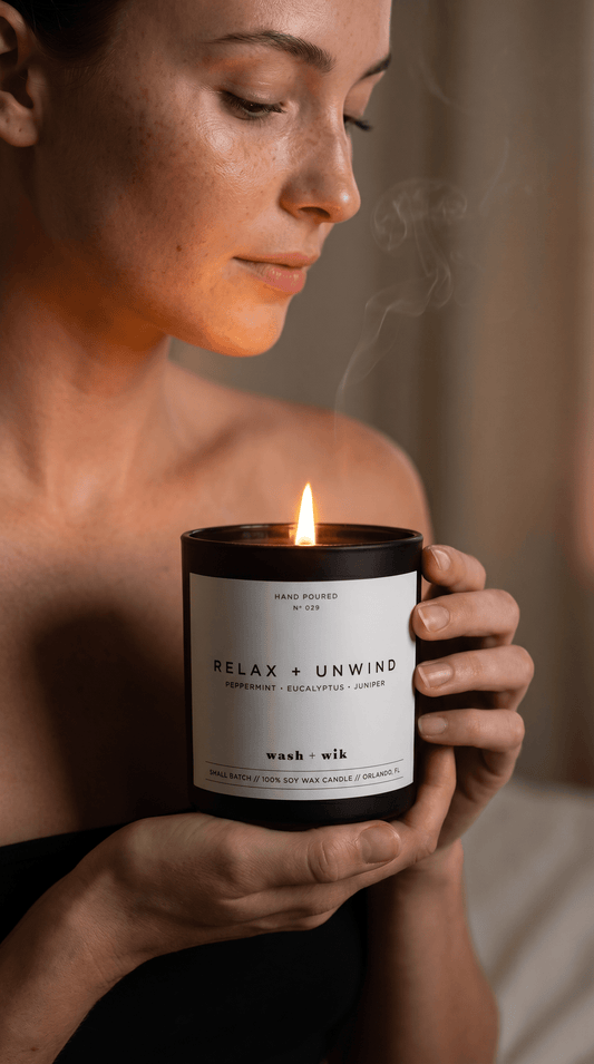 Relax and Unwind Soy Wax Candle | Eucalyptus - 1 Wick Black