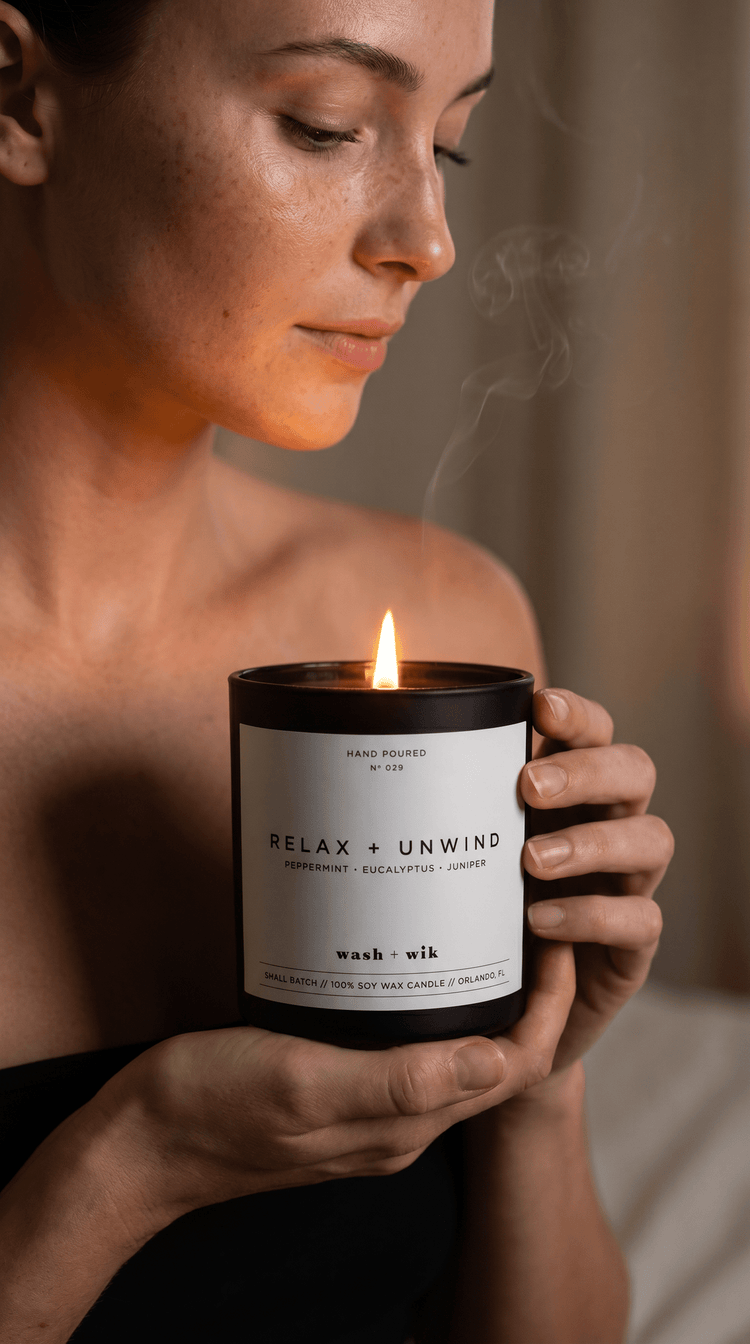 Relax and Unwind Soy Wax Candle | Eucalyptus - 1 Wick Black