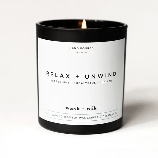 Relax and Unwind Soy Wax Candle | Eucalyptus - 1 Wick Black